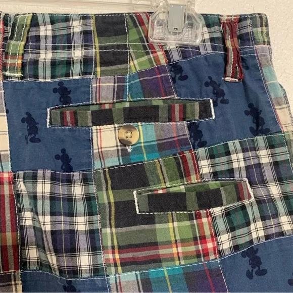 Walt Disney World Mickey Mouse Madras Plaid Shorts Size 34 - Picture 5 of 8